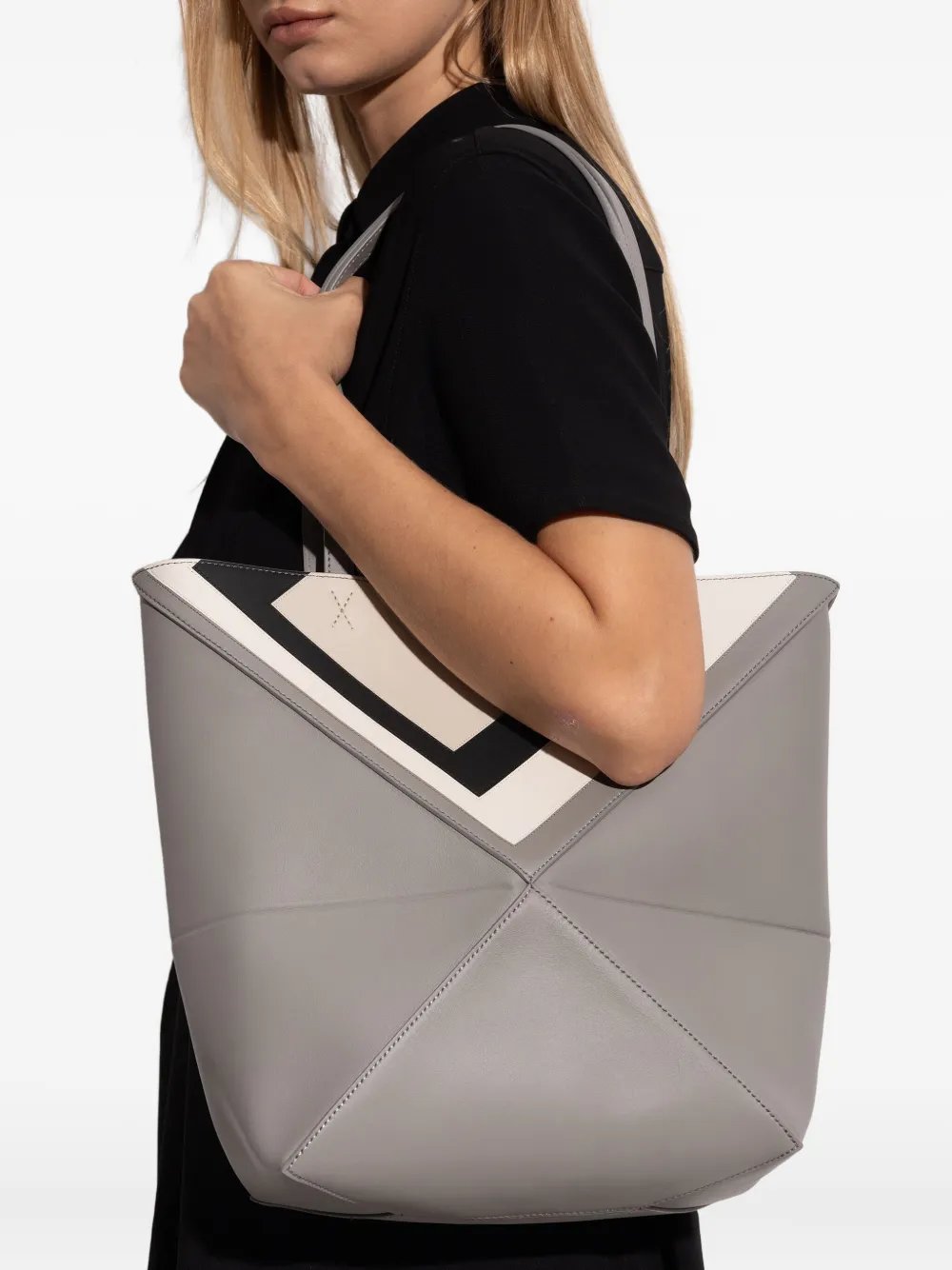 LOEWE x Albers Puzzle Fold shopper met chevron vlak - Grijs
