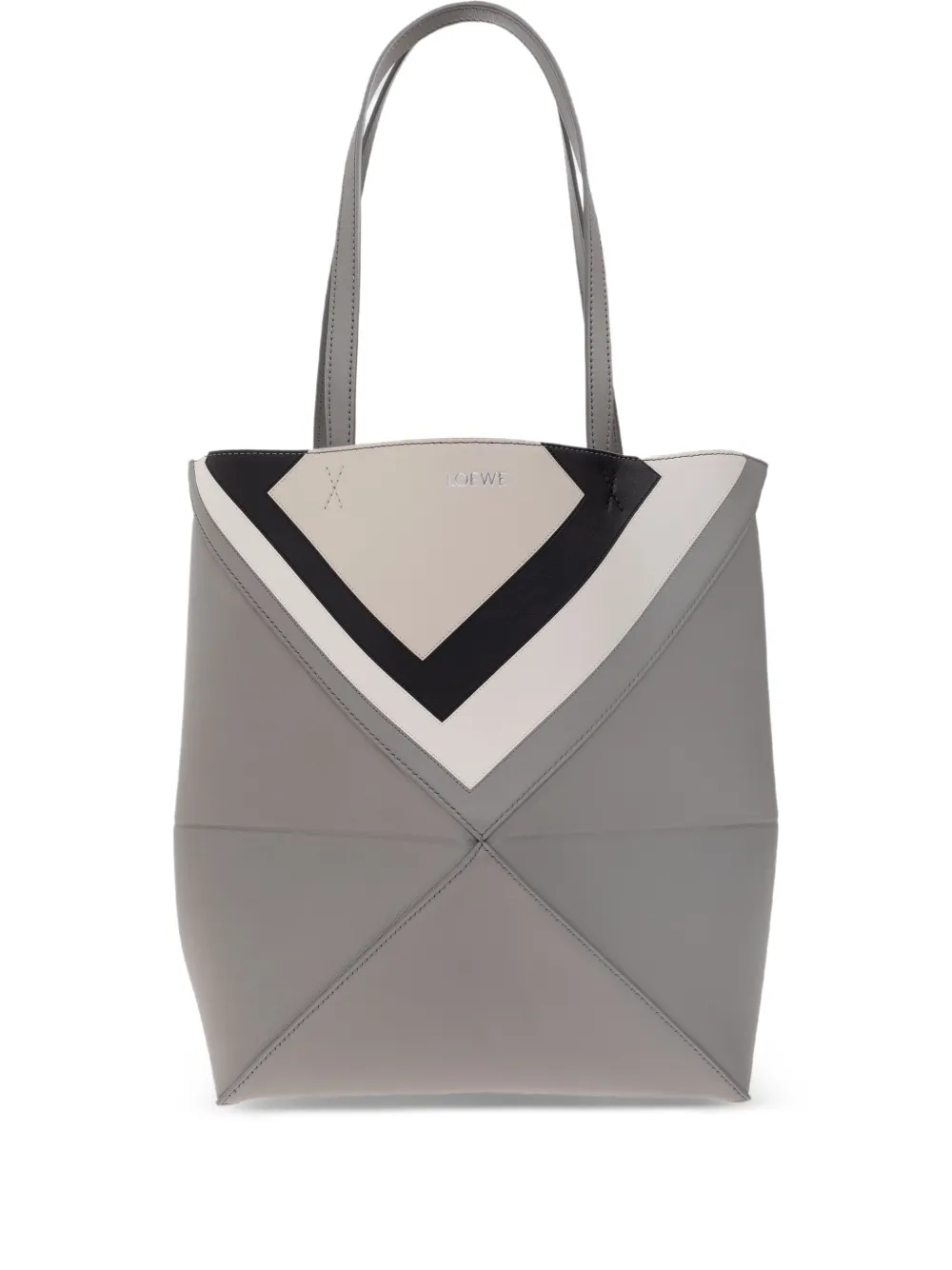 Loewe X Albers Puzzle Fold Chevron Panel Tote Bag In Gray