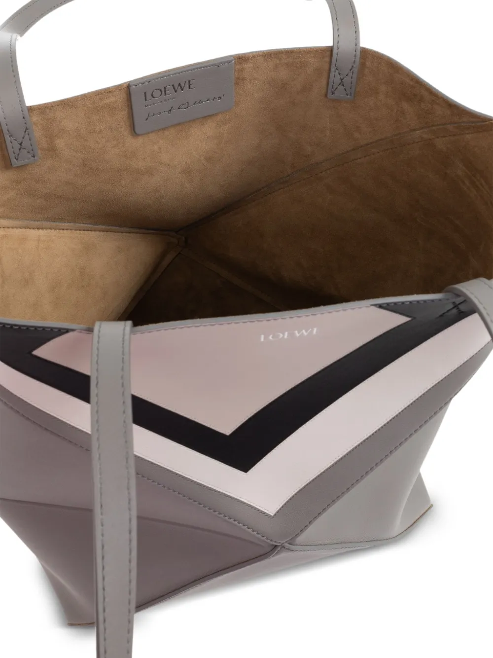 Loewe X Albers Puzzle Fold Chevron Panel Tote Bag In Gray