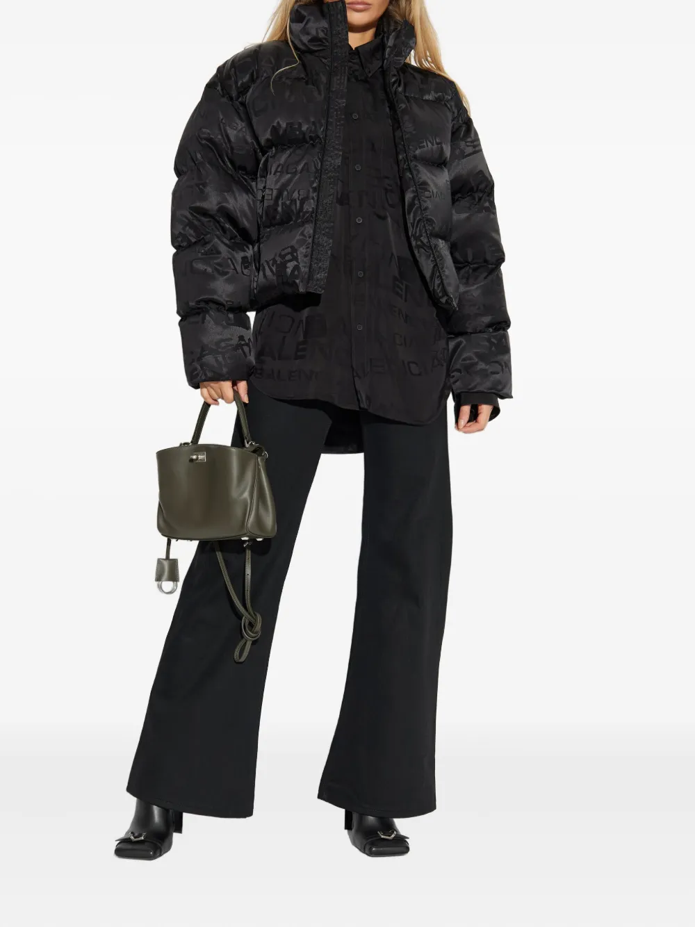 Balenciaga logo-pattern shirt - Zwart