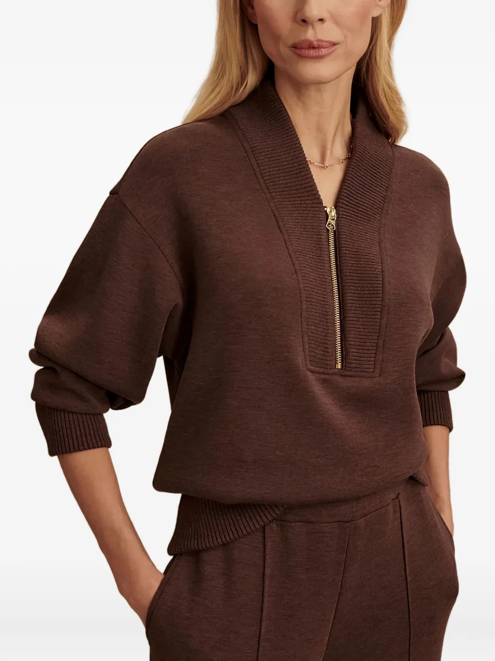 Varley Sally Half Zip Sweatshirt In Brown