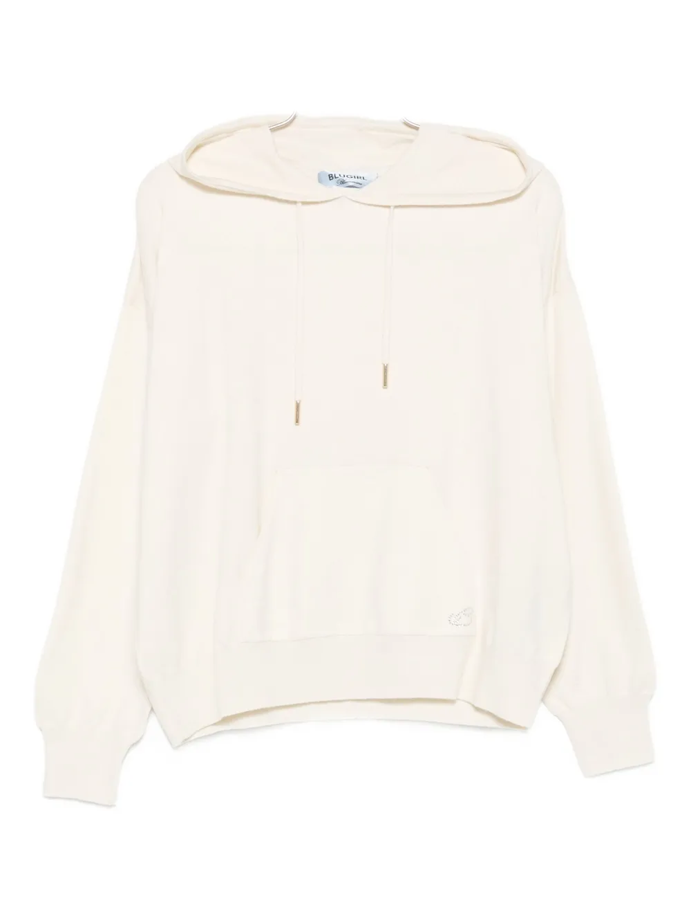 Blugirl Relaxed Fit Hooded Sweatshirt With Ribbed Details In White