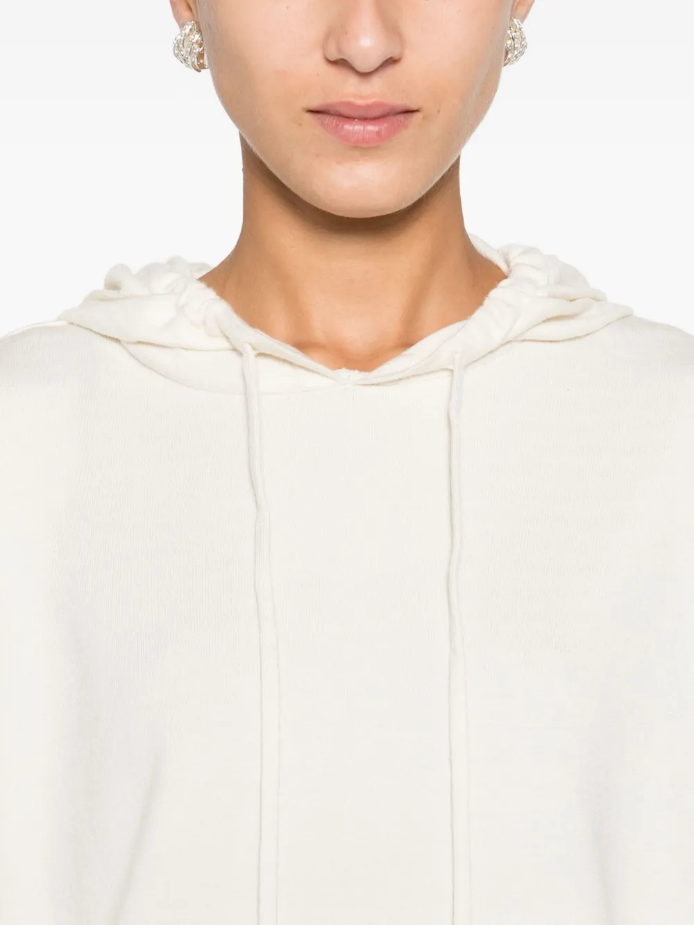 Blugirl Relaxed Fit Hooded Sweatshirt With Ribbed Details In White