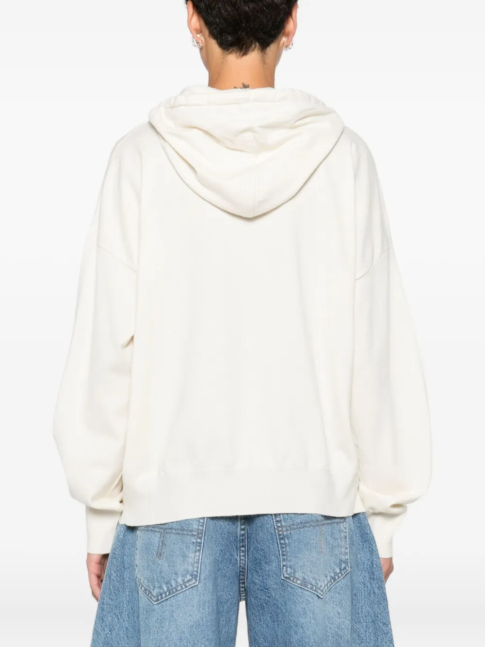 Blugirl Relaxed Fit Hooded Sweatshirt With Ribbed Details In White