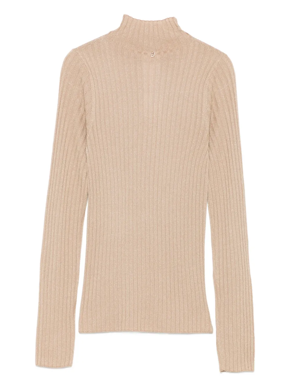 Liu •jo Ribbed High-neck Top In Neutral