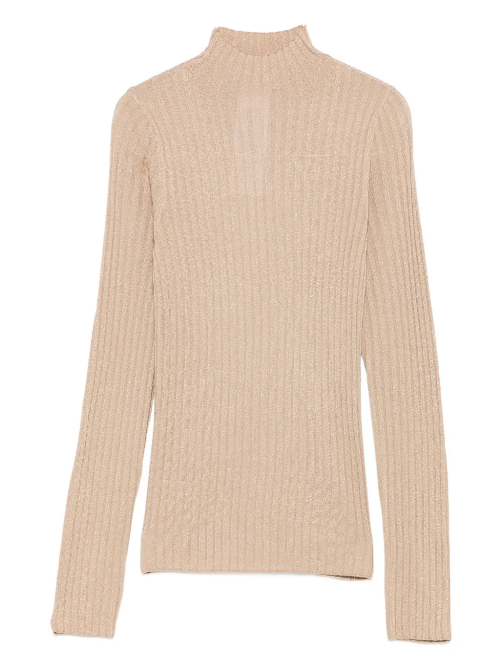 Liu •jo Ribbed High-neck Top In Neutral