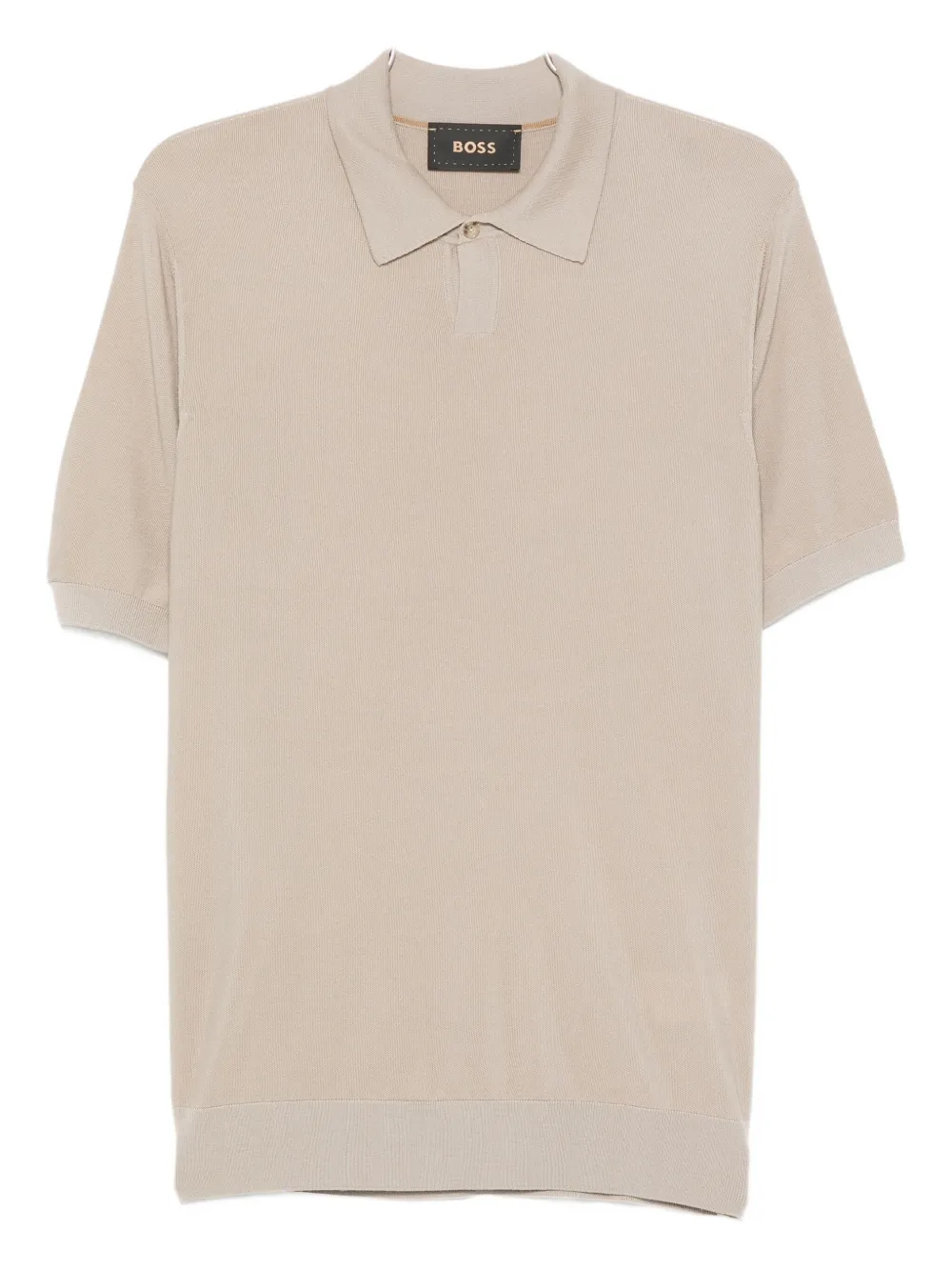 Hugo Boss Buttoned Virgin Wool Polo Shirt In Neutral