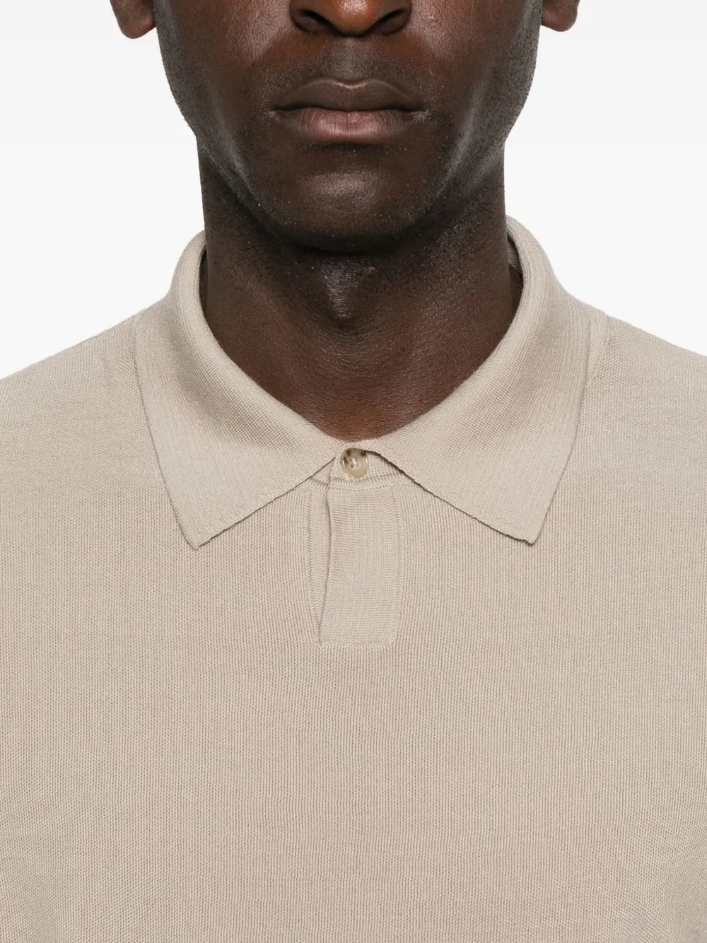 Hugo Boss Buttoned Virgin Wool Polo Shirt In Neutral