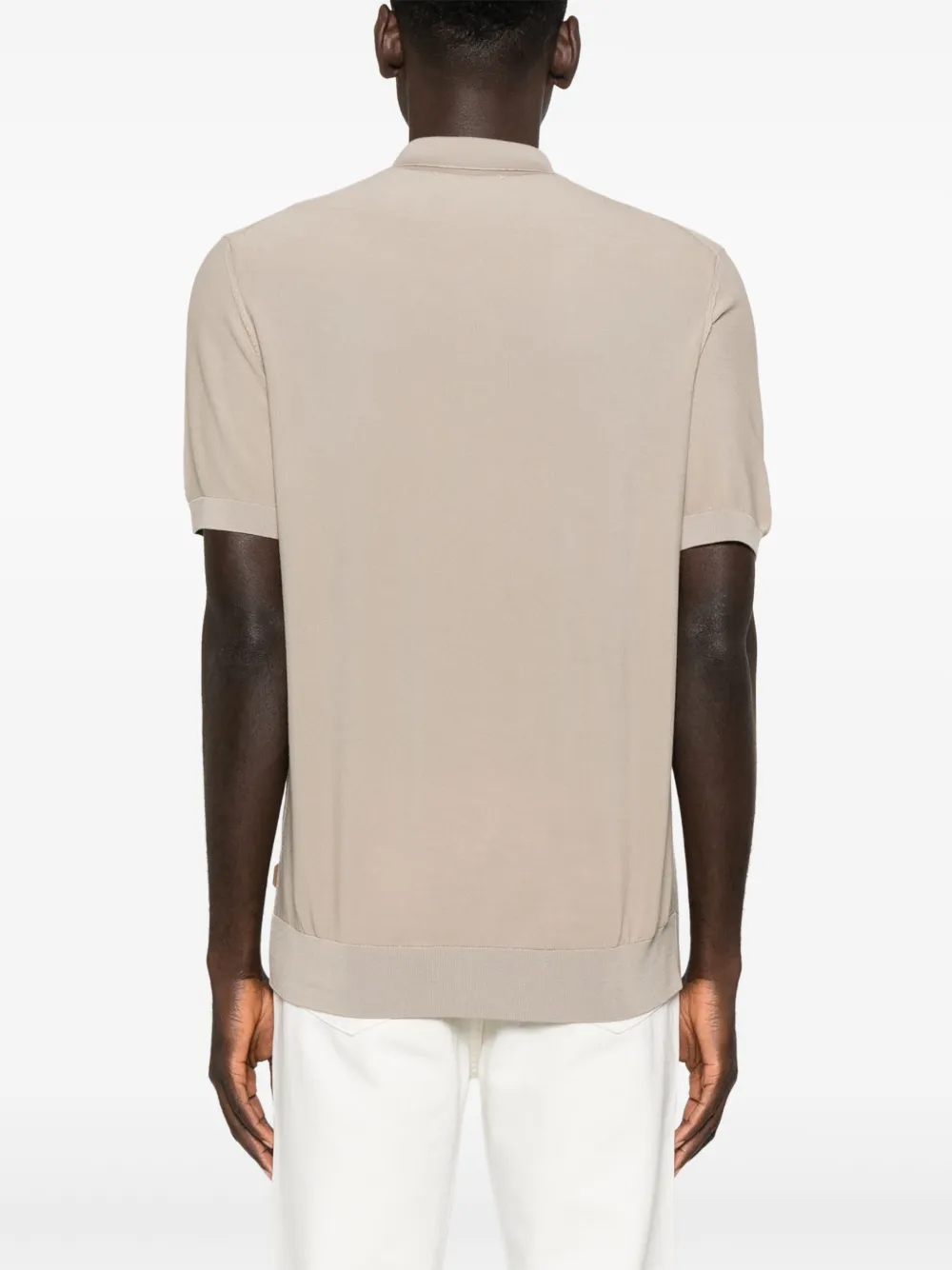 BOSS Poloshirt van scheerwol met knopen Beige