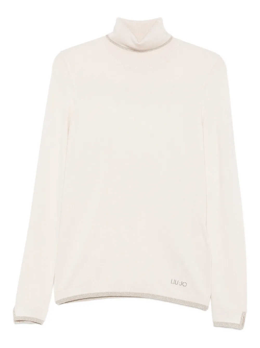 Liu •jo Turtleneck Metallic-trimmed Jumper In Neutral