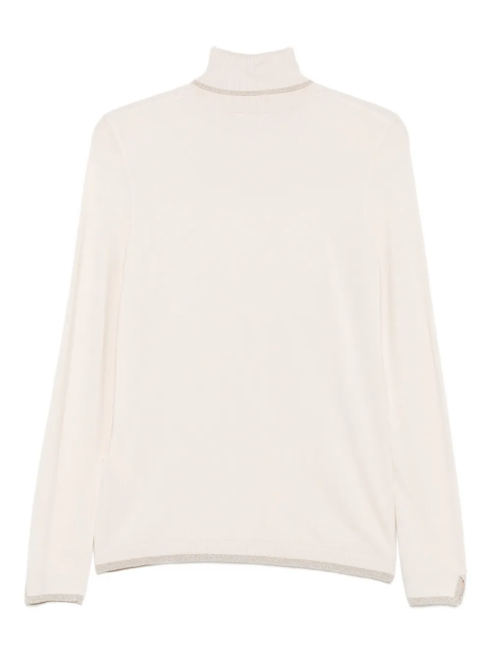 Liu •jo Turtleneck Metallic-trimmed Jumper In Neutral