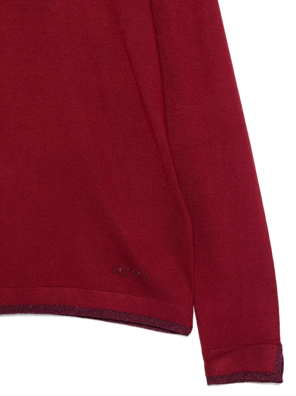 Liu •jo Roll-neck Glitter-detail Jumper In Burgundy