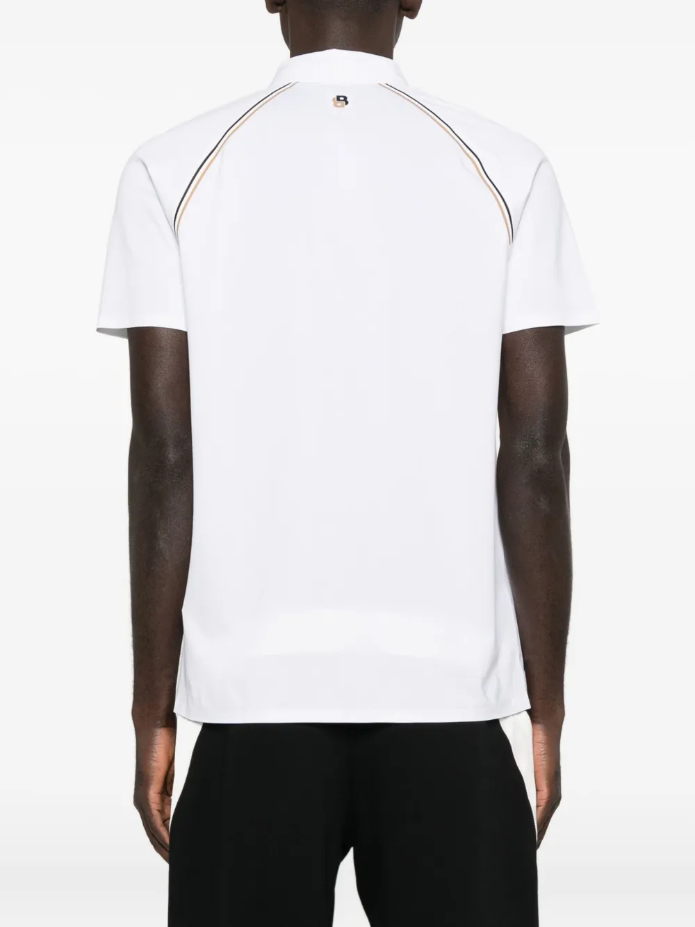 Hugo Boss Logo Striped Polo Shirt In White