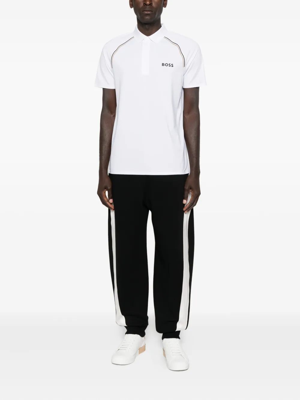 BOSS Poloshirt met logostreep - Wit