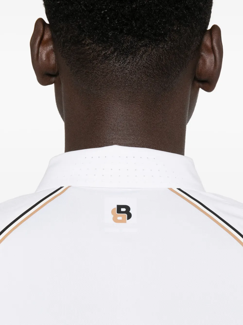 Hugo Boss Logo Striped Polo Shirt In White