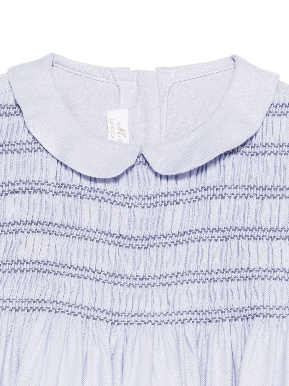 Mariella Ferrari Gesmockte jurk met Peter Pan kraag Blauw