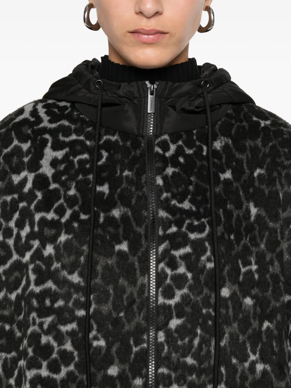 Twinset Textured Cape-style Coat With Hood In Black