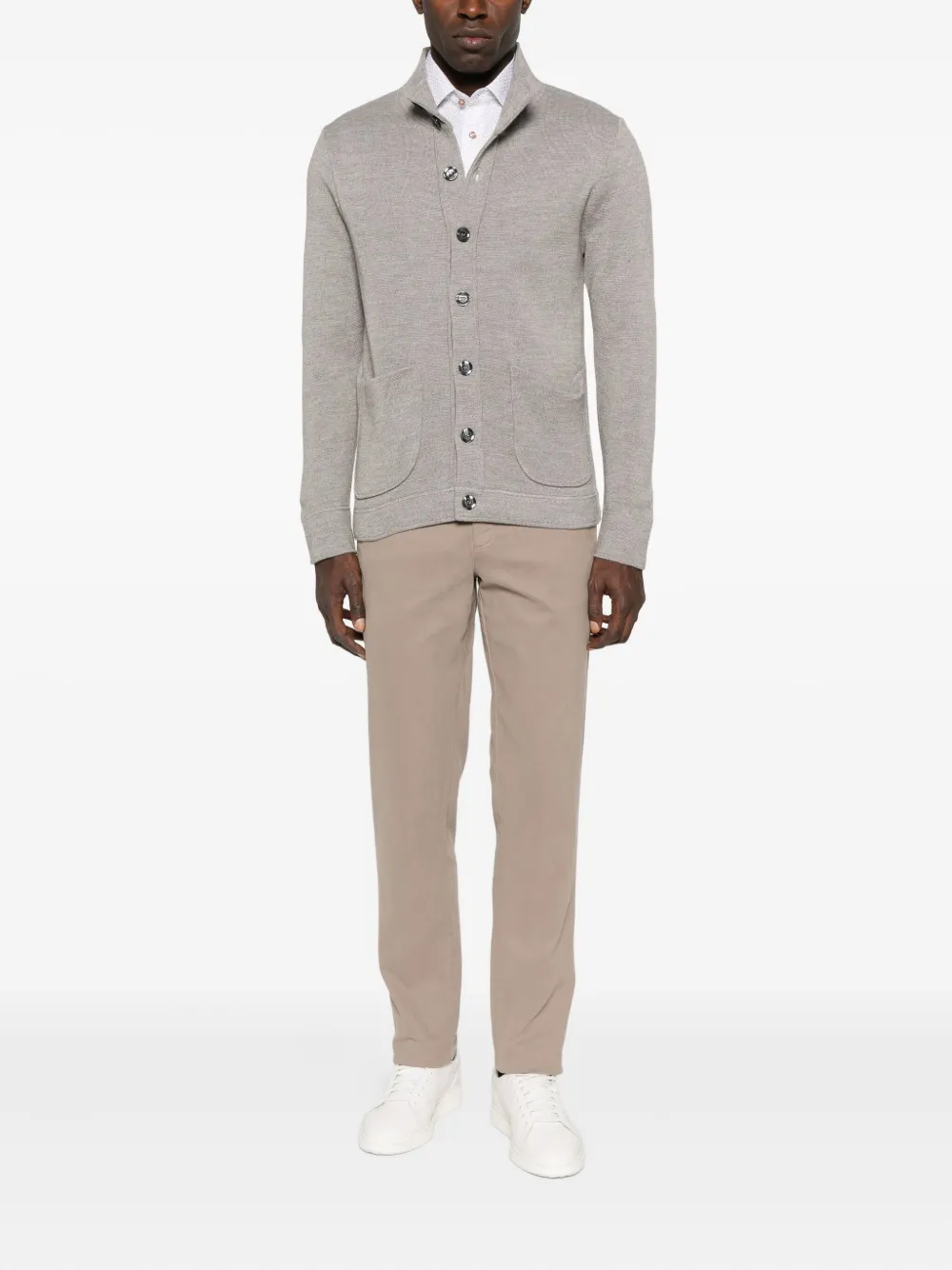 Sand geometric-print cotton shirt - Wit
