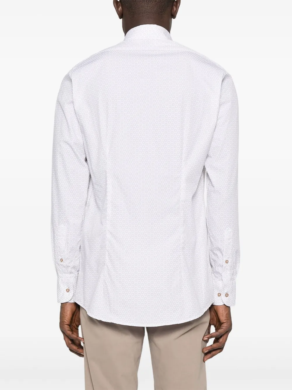 Sand Geometric-print Cotton Shirt In White