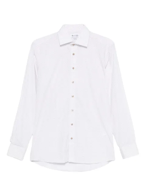 Sand geometric-print cotton shirt