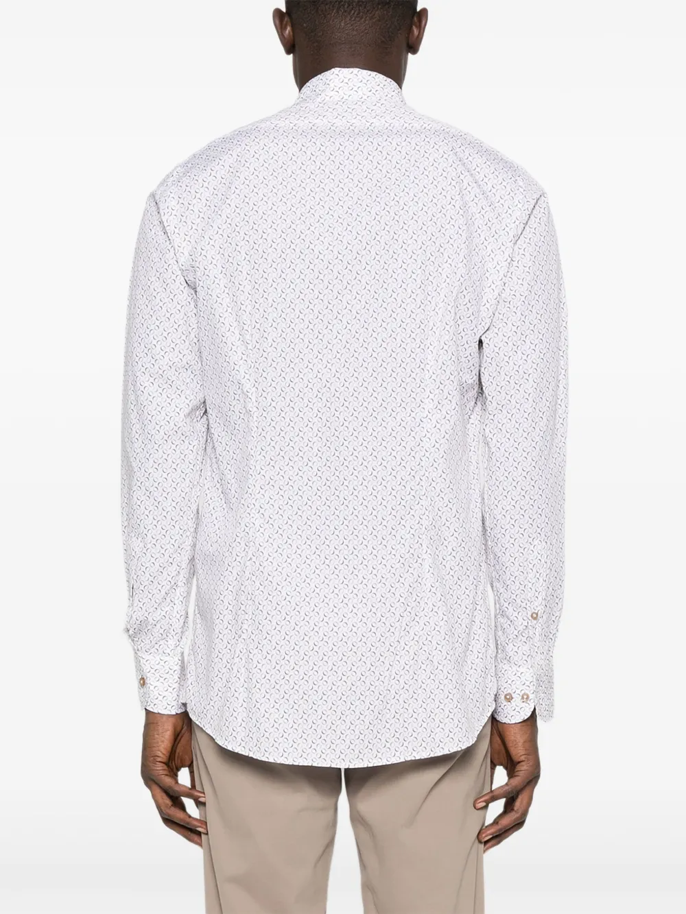 Sand Geometric-print Long-sleeve Shirt In White