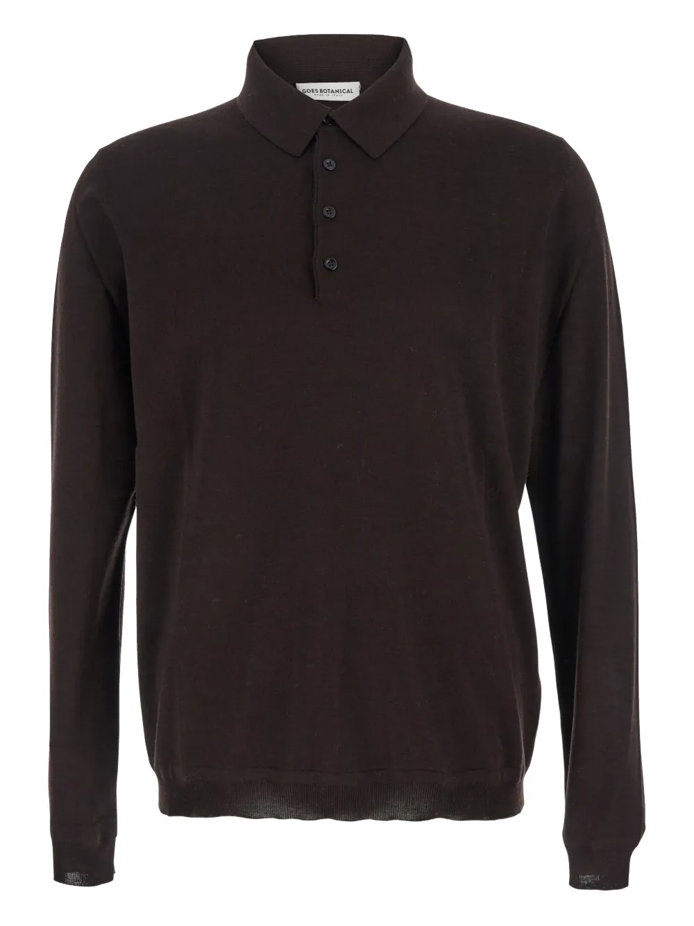 GOES BOTANICAL long-sleeve wool polo shirt | Brown | Image 1