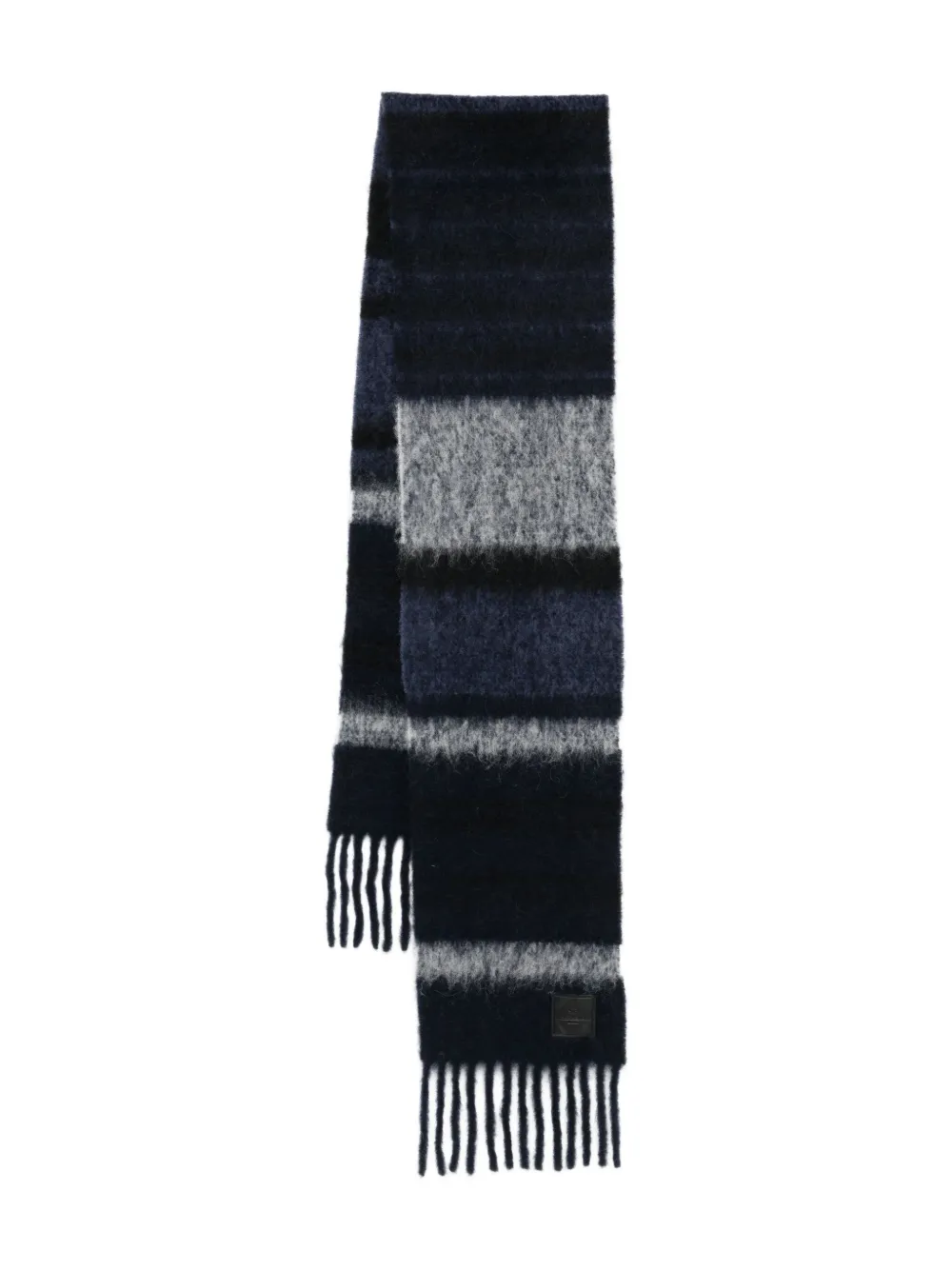 Weekend Max Mara Striped Fringed Scarf In Black