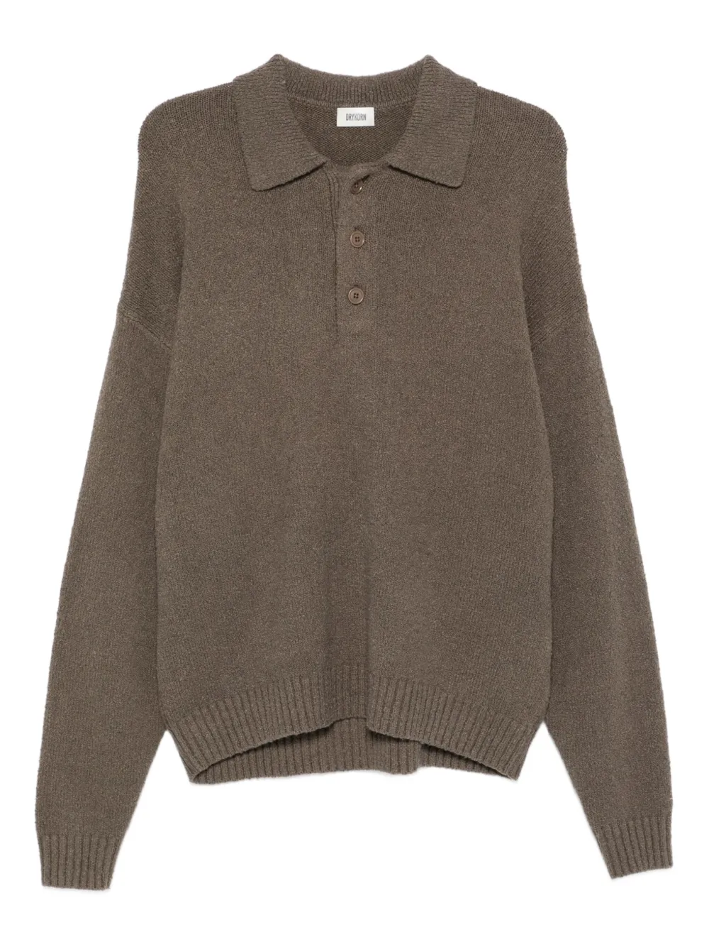 Drykorn suéter con cuello de playera tipo polo y botones | marrón | Image 1