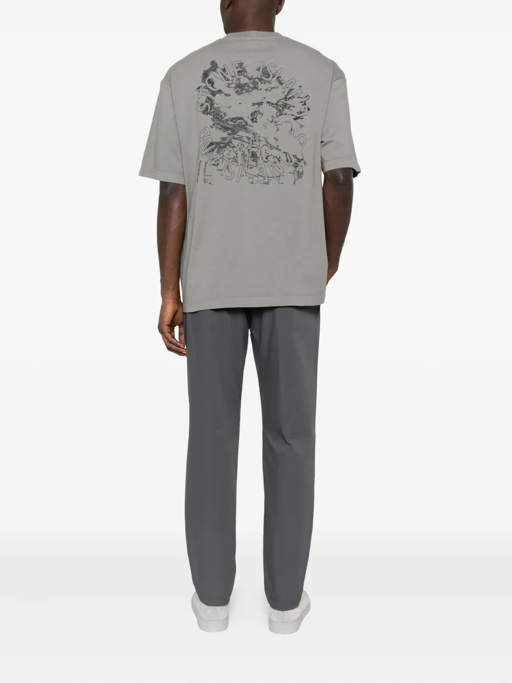Stone Island T-shirt met geborduurd logo - Grijs