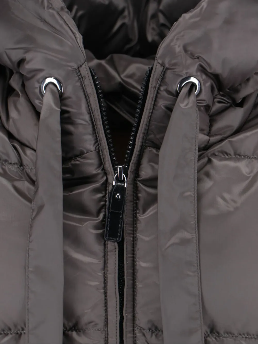 Max Mara Hooded Quilted Jacket With Drawstring And Cuffs In Gray