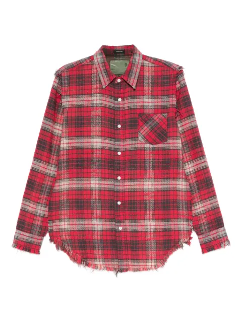 R13 frayed check-pattern shirt