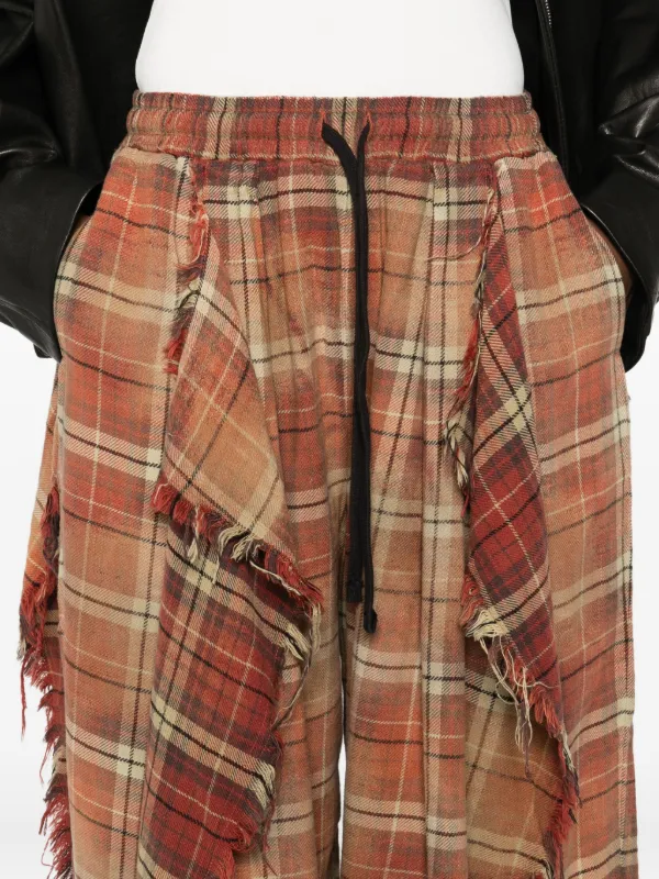 R13 Frayed Plaid Trousers Orange FARFETCH LB
