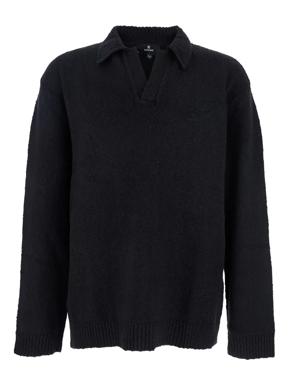 Represent Knitted Polo Sweater In Black