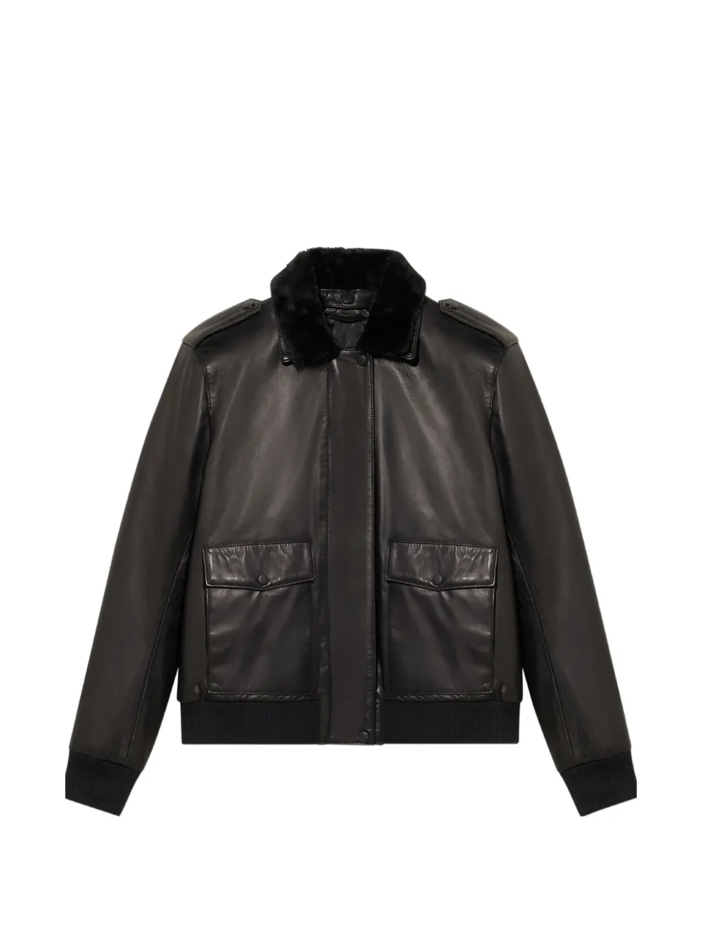 Brooks Brothers Giacca con colletto in pelliccia - Nero