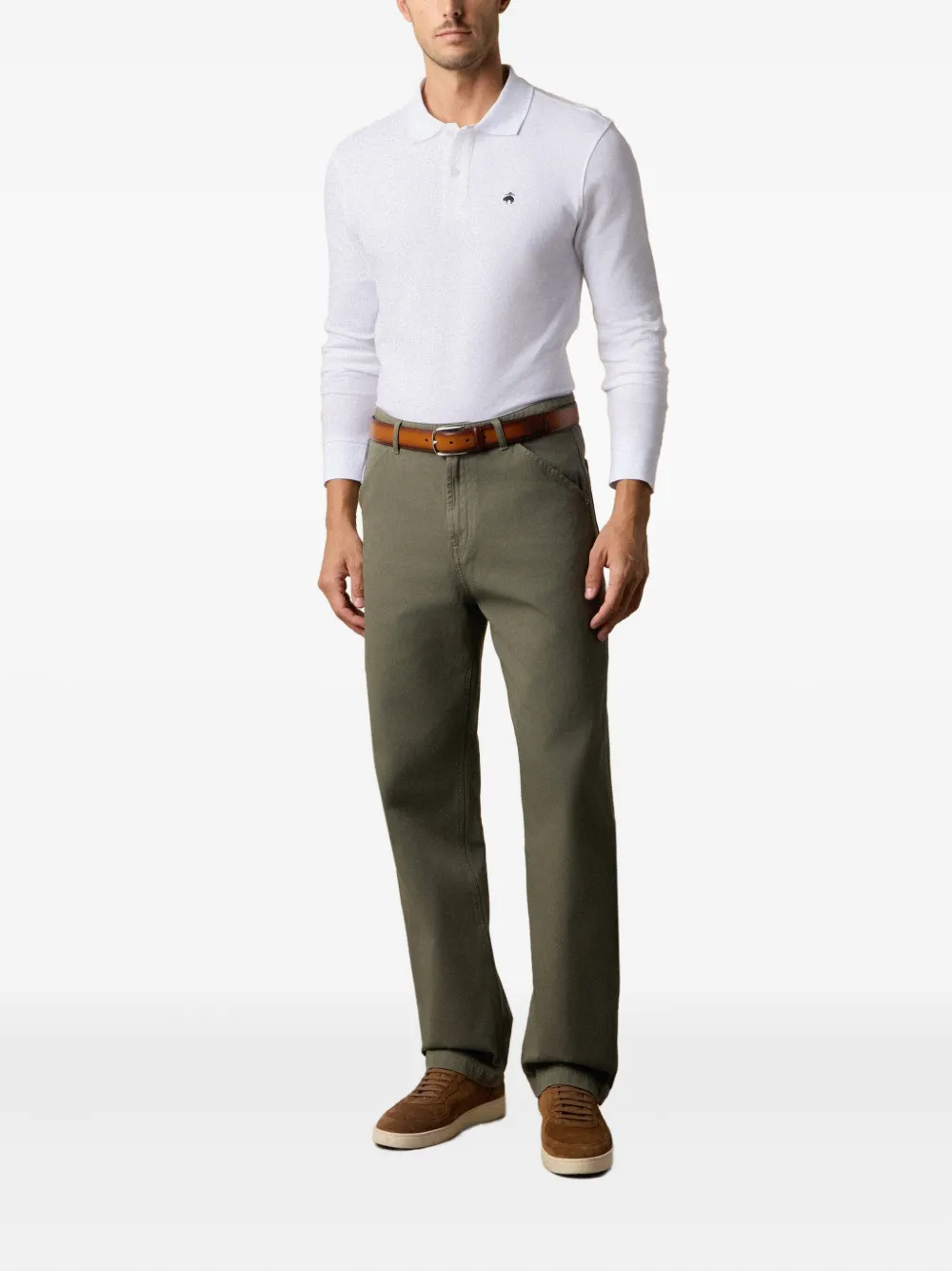 Brooks Brothers Piqué katoenen poloshirt Wit