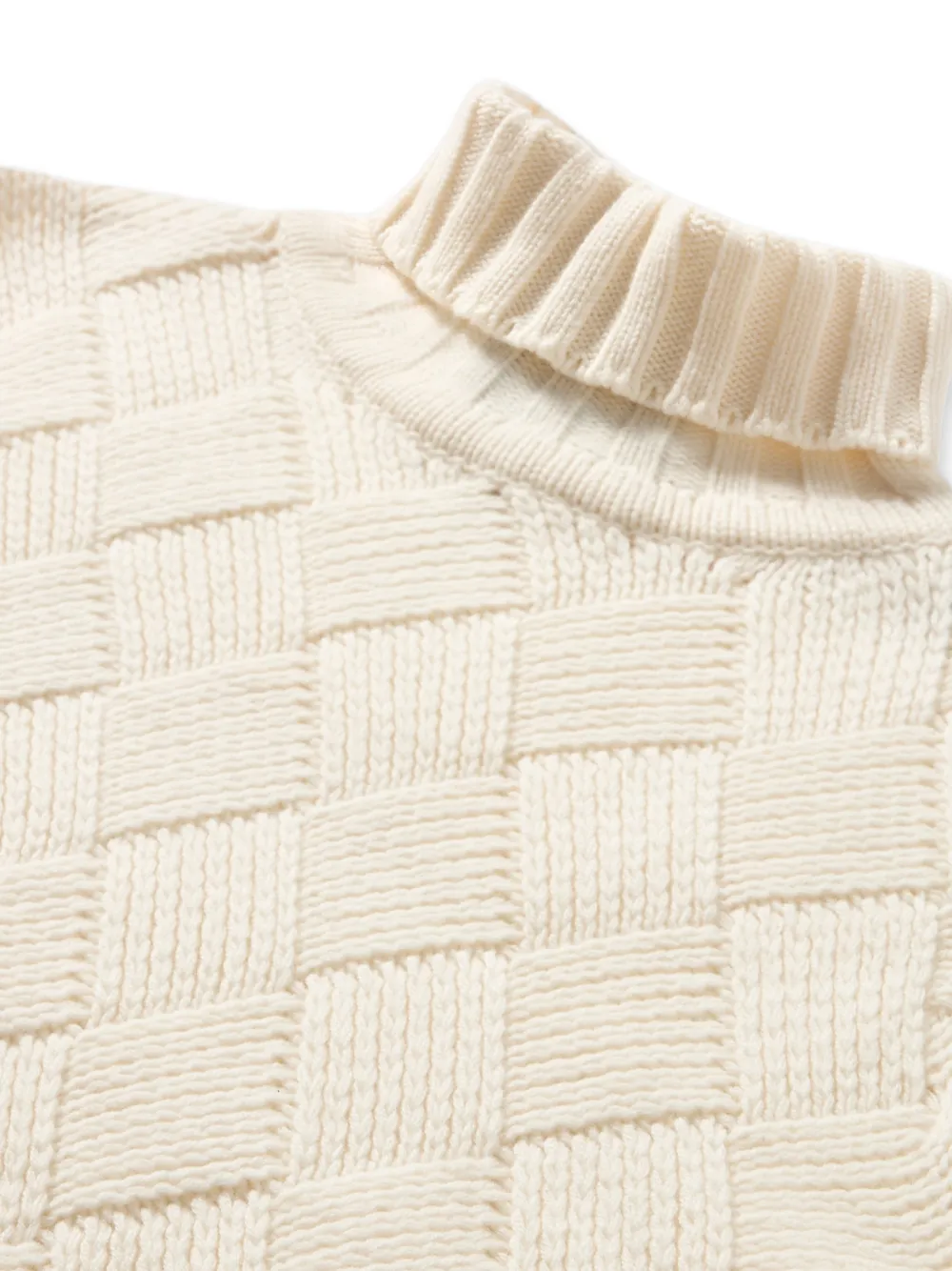  Brooks Brothers Diamond-patterned Wool Turtleneck Sweater - White 