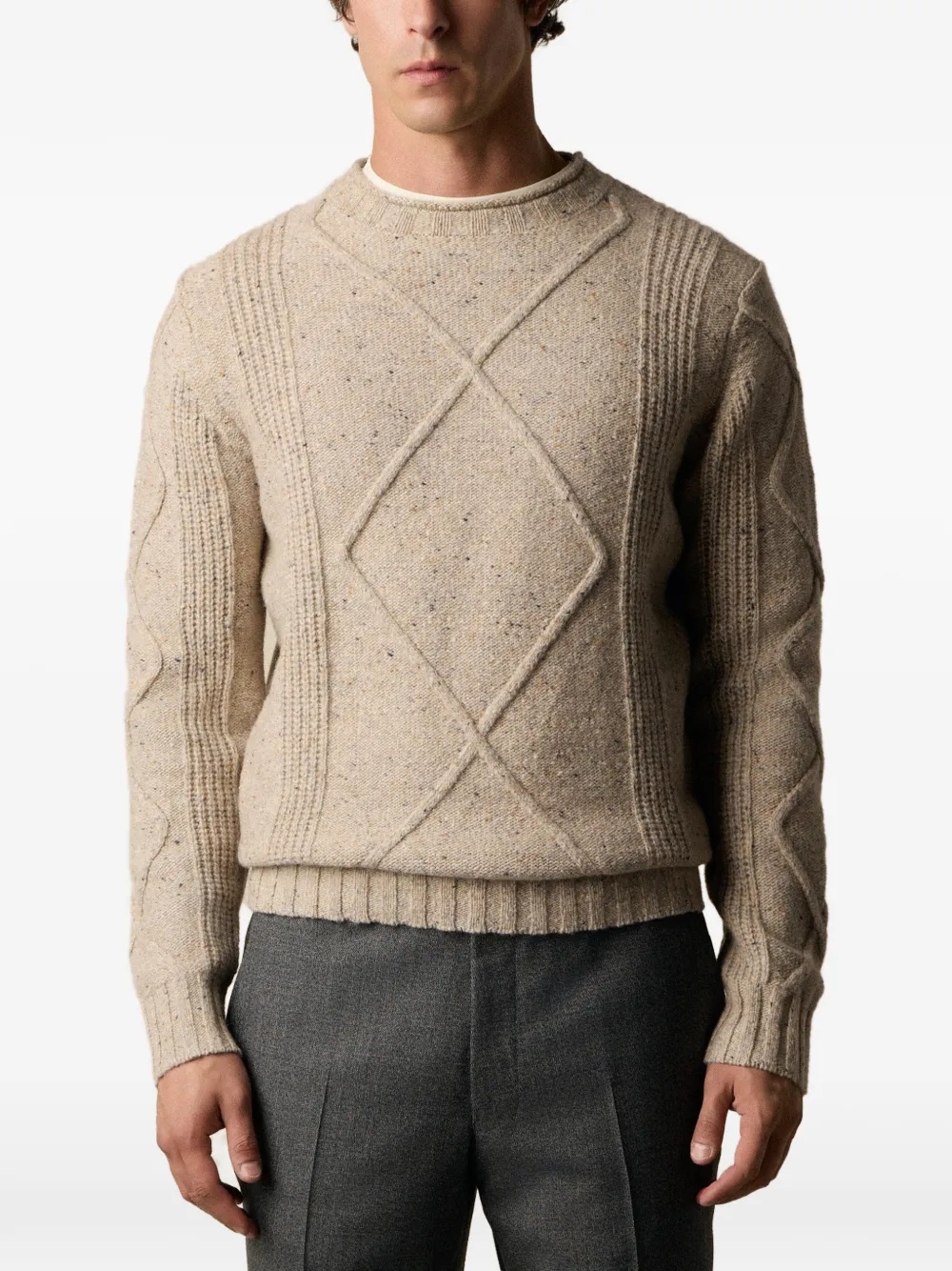  Brooks Brothers Ribbed-trims Crew-neck Sweater - Neutrals 
