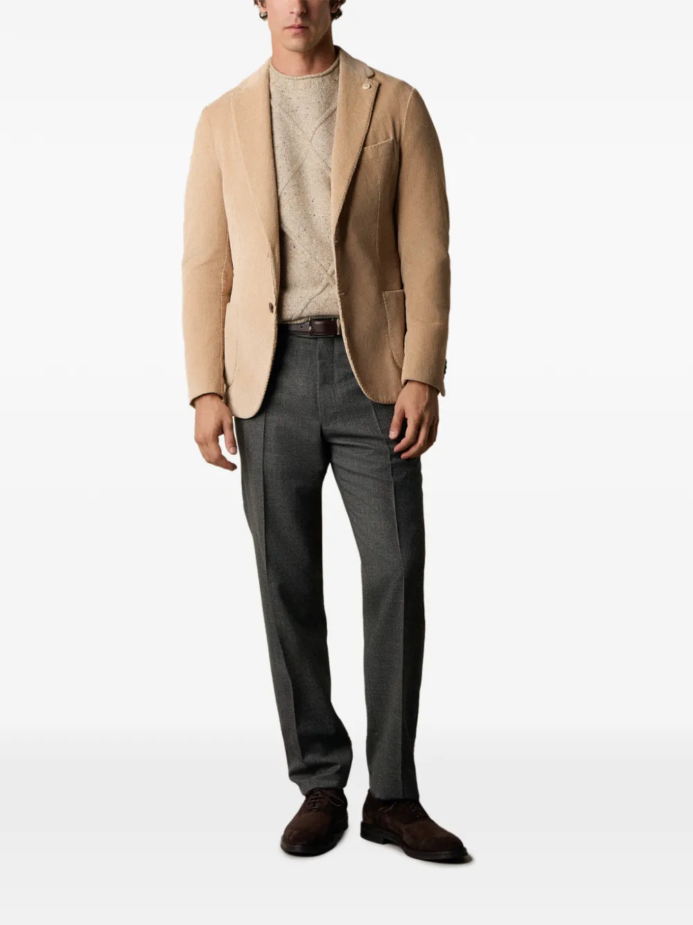  Brooks Brothers Ribbed-trims Crew-neck Sweater - Neutrals 