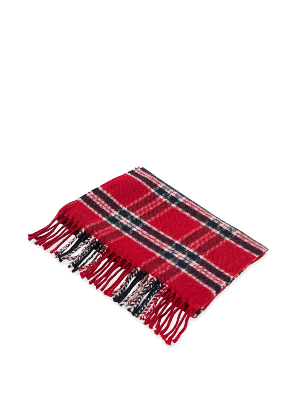  Brooks Brothers Plaid Fringed Wool Scarf - Red 
