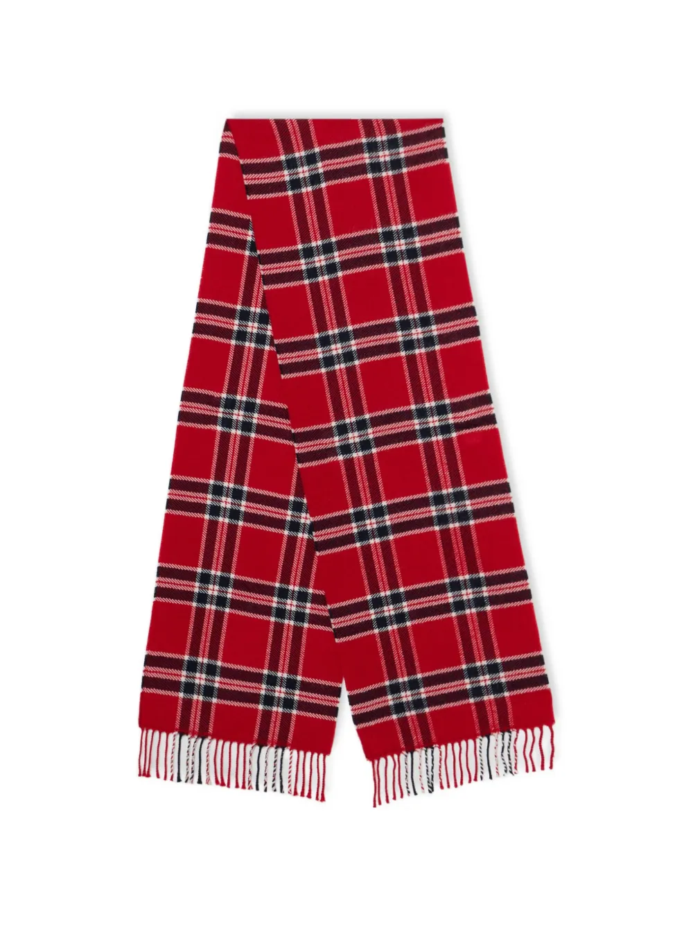 Brooks Brothers plaid fringed wool scarf - Rosso