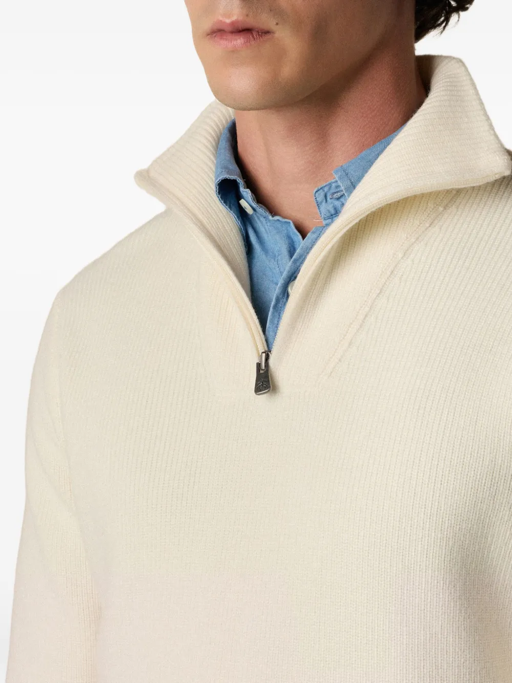Brooks Brothers Trui met halve rits Beige