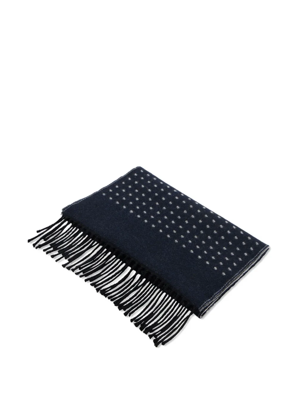  Brooks Brothers Polka-dot Fringed Wool Scarf - Blue 