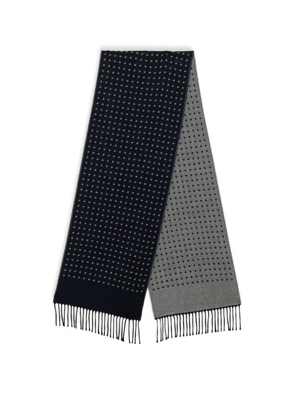 Brooks Brothers polka-dot fringed wool scarf - Blau