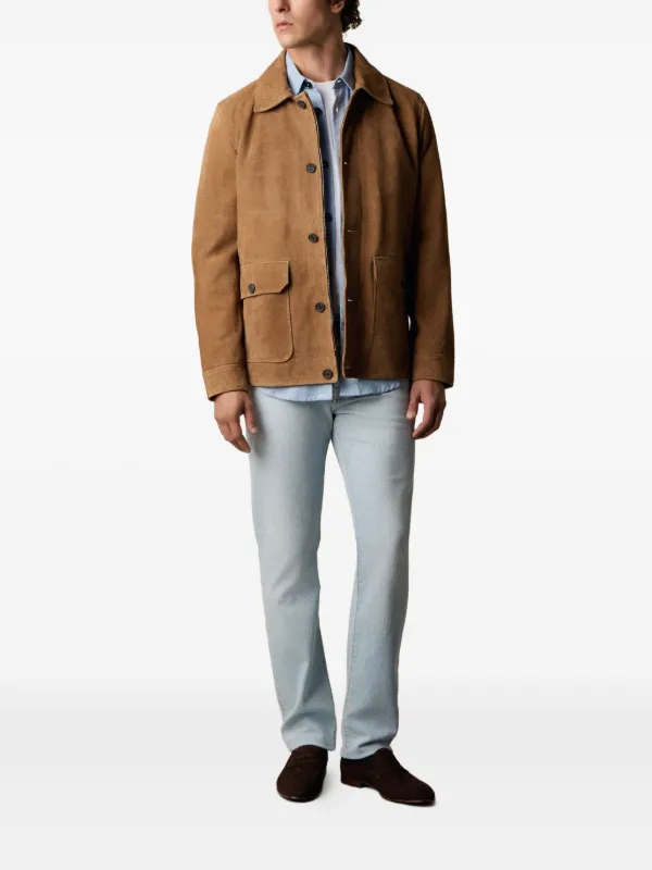 Brooks Brothers Suede Overshirt Jacket | Brown | FARFETCH NO