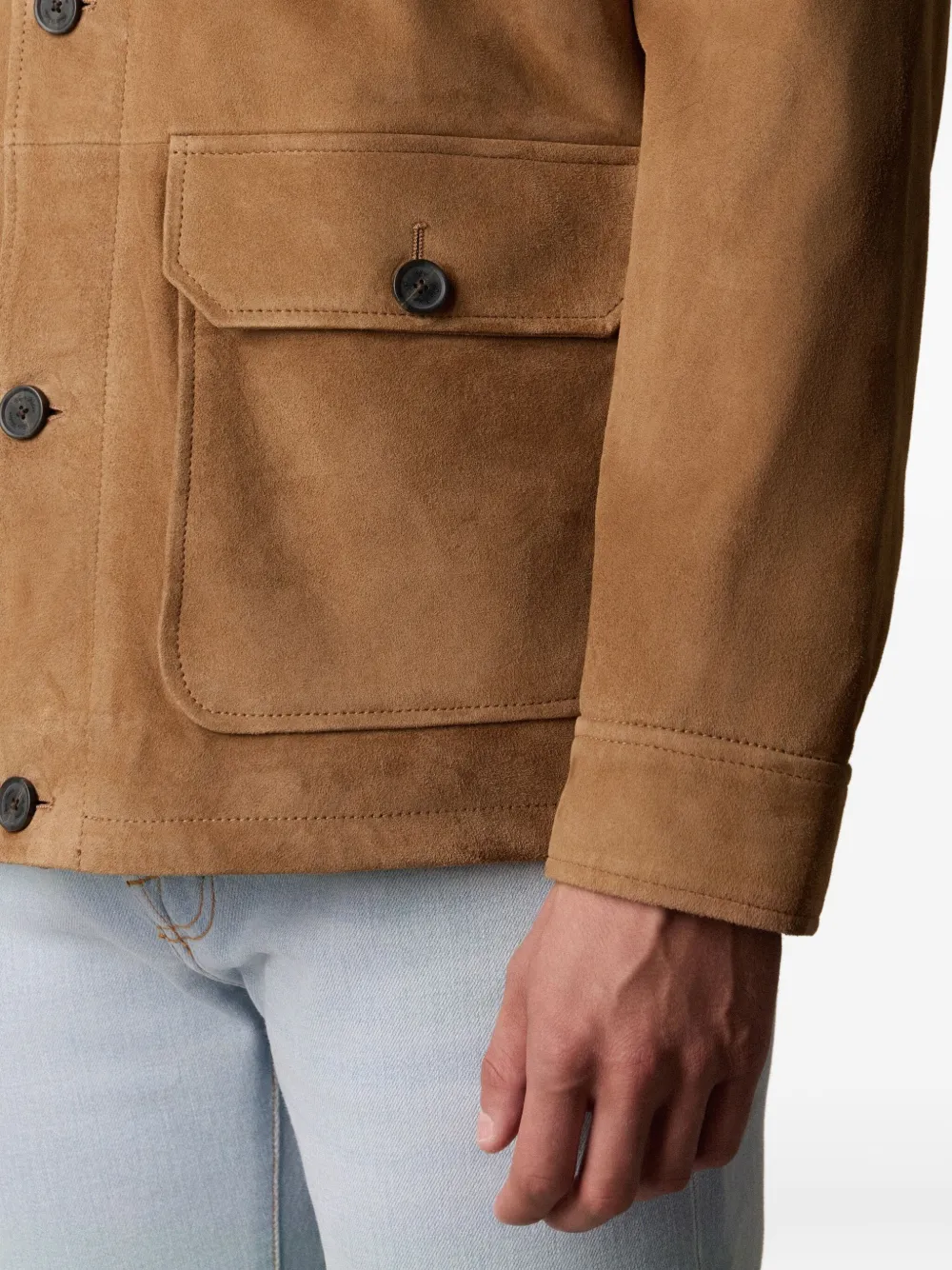 Brooks Brothers Suède shirtjack Bruin