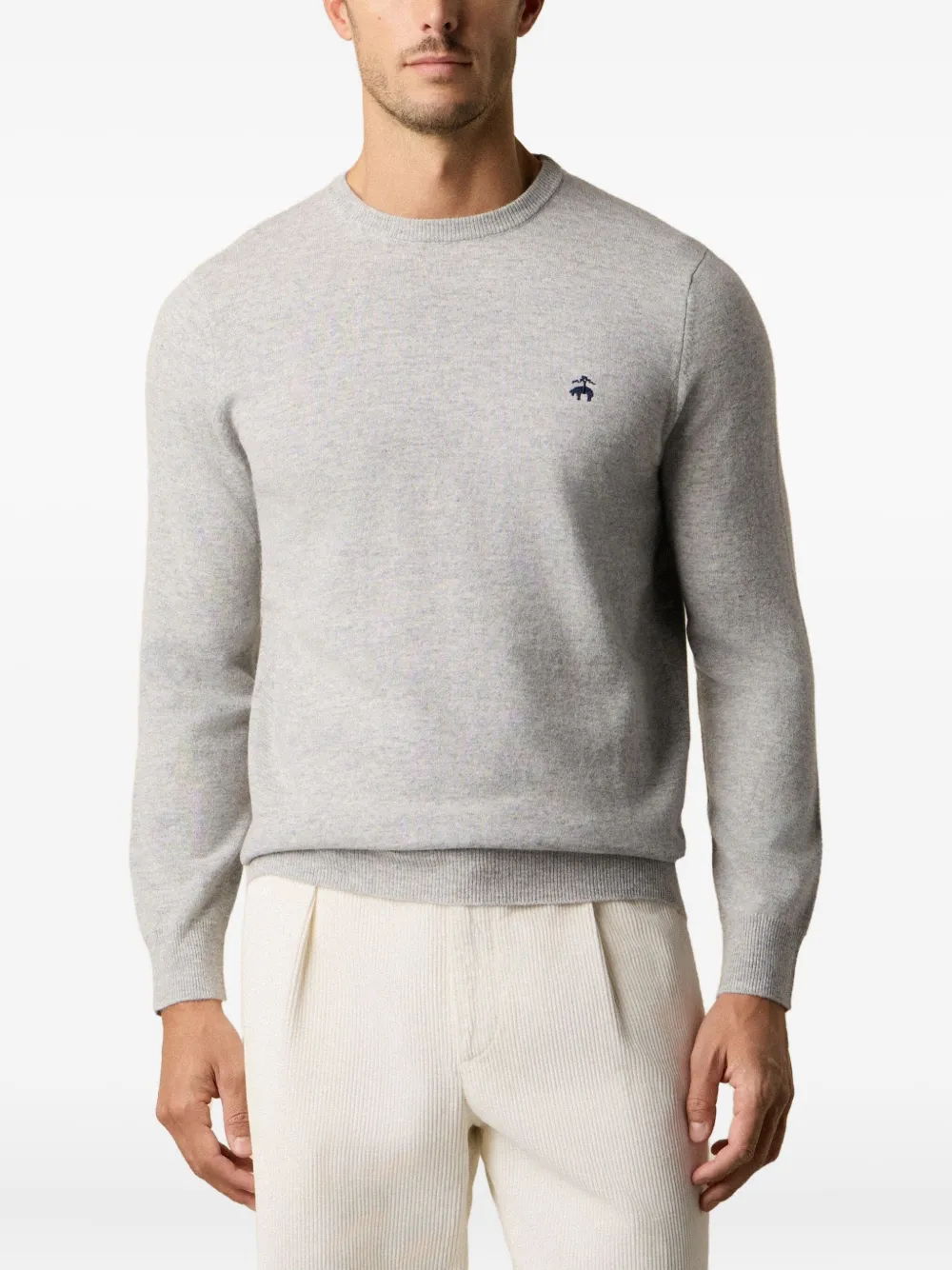 Brooks Brothers Lamswollen trui met ronde hals Grijs
