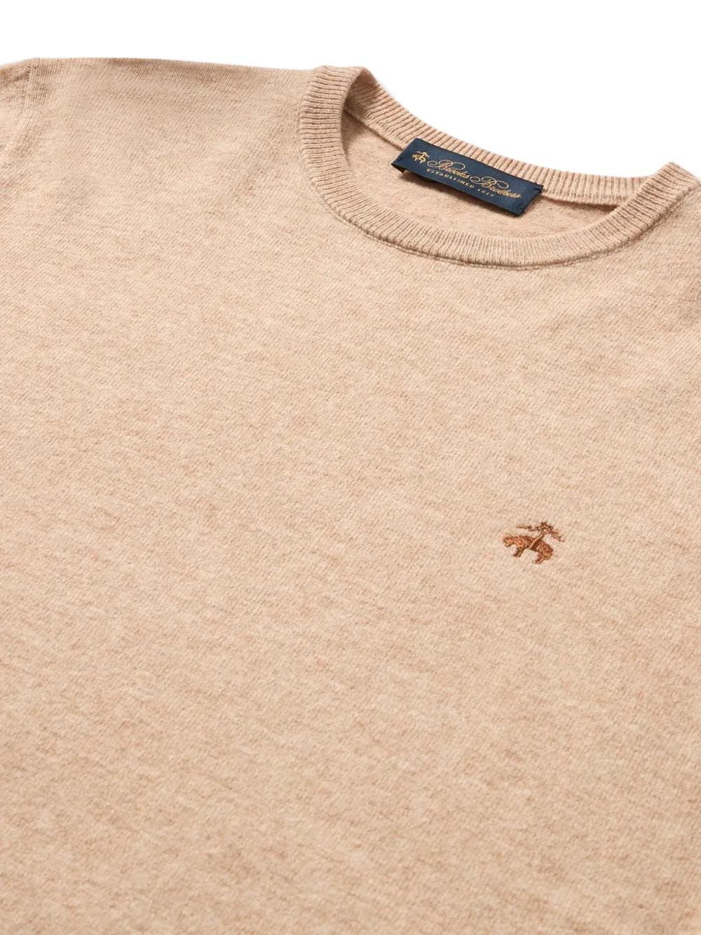 Brooks Brothers Lamswollen trui met ronde hals - Beige