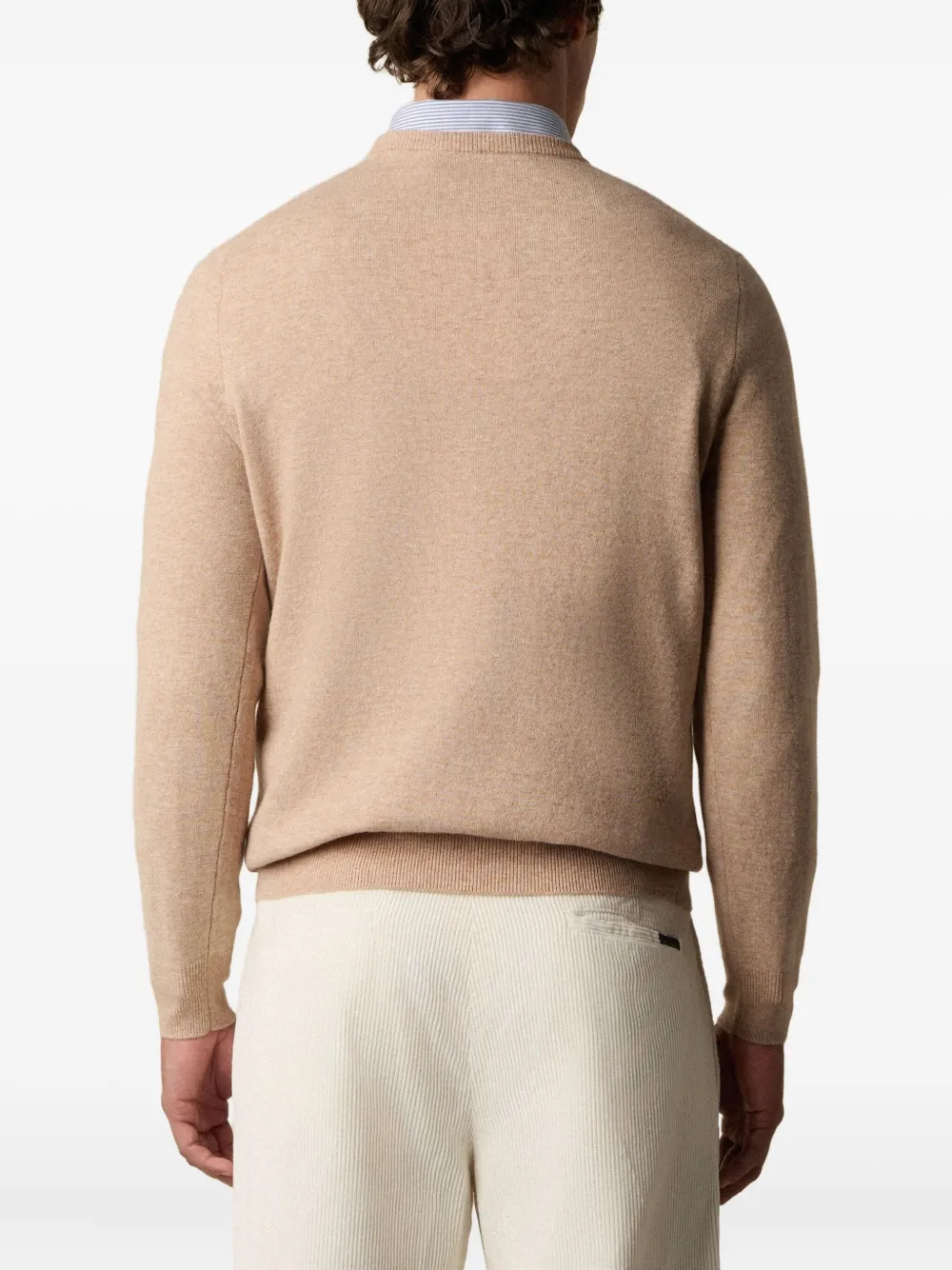 Brooks Brothers Lamswollen trui met ronde hals Beige