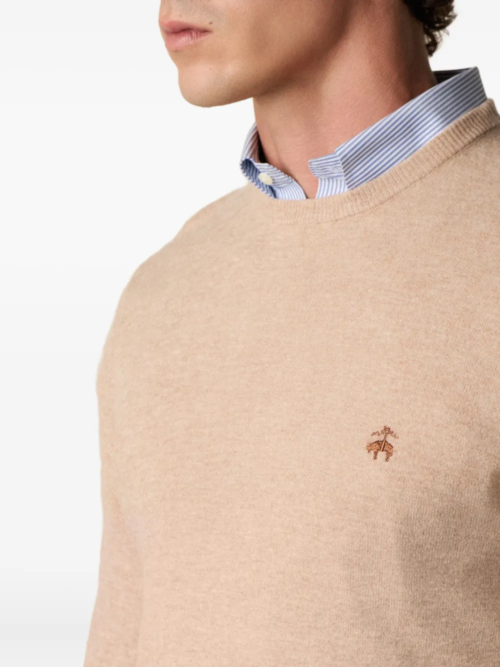 Brooks Brothers Lamswollen trui met ronde hals Beige