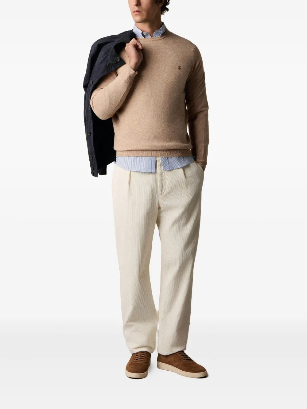 Brooks Brothers Lamswollen trui met ronde hals Beige